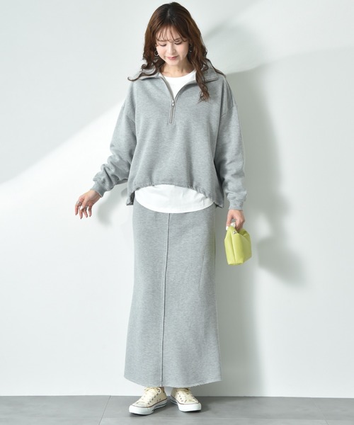 INTERPLANET（インタープラネット）の「【ＣＬＯＣＨＥ】ハーフＺＩＰ裏起毛プルオーバー（スウェット・レディース・イエロー/グレー/アイボリー・FREE）」の9枚目の写真