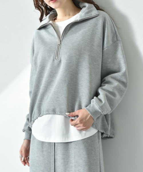 INTERPLANET（インタープラネット）の「【ＣＬＯＣＨＥ】ハーフＺＩＰ裏起毛プルオーバー（スウェット・レディース・イエロー/グレー/アイボリー・FREE）」の10枚目の写真