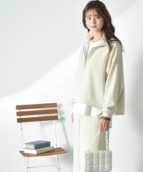 INTERPLANET（インタープラネット）の「【ＣＬＯＣＨＥ】ハーフＺＩＰ裏起毛プルオーバー（スウェット・レディース・イエロー/グレー/アイボリー・FREE）」の19枚目の写真