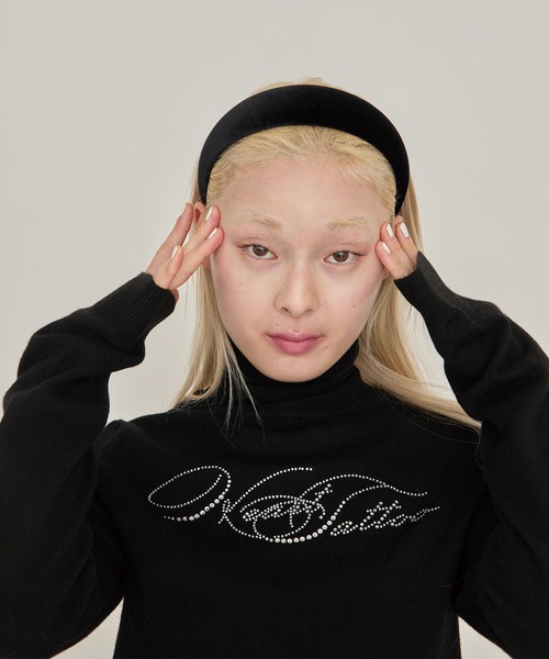 Heart Tattoo(ハートタトゥー)の「Heart tattoo rhinestone logo turtle Knit / ラインストーンロゴハイネックニット(ニット/セーター・レディース・ブラック/グリーン/ホワイト・FREE)」の19枚目の写真
