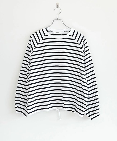 SOLAMONAT(ソラモナ)の「パフ天竺 裾紐ボーダー長袖プルーオーバー(Tシャツ/カットソー・レディース・ホワイト×ブラック/ブラック×ホワイト・FREE)」の5枚目の写真