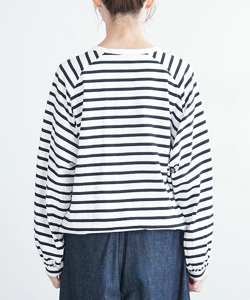 SOLAMONAT(ソラモナ)の「パフ天竺 裾紐ボーダー長袖プルーオーバー(Tシャツ/カットソー・レディース・ホワイト×ブラック/ブラック×ホワイト・FREE)」の10枚目の写真