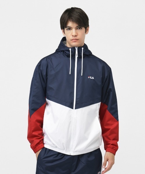 FILA(フィラ)の「【別注】フィラ FILA メンズ裏トリコット起毛ウィンドジャケット 限定コラボ(ナイロンジャケット・メンズ・ブラック×グリーン/レッド/ネイビー・L/LL/3L/M)」の3枚目の写真