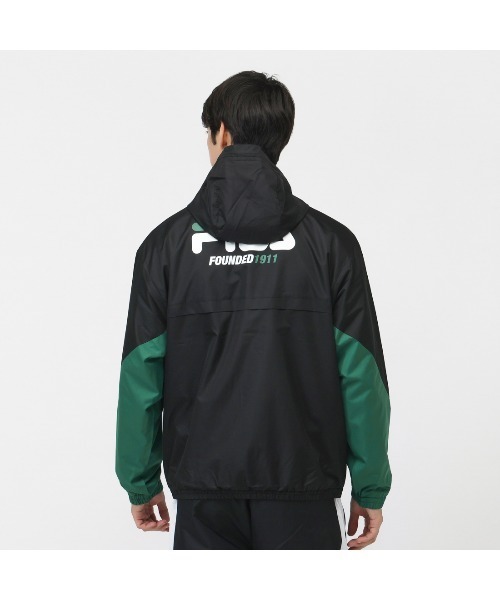 FILA(フィラ)の「【別注】フィラ FILA メンズ裏トリコット起毛ウィンドジャケット 限定コラボ(ナイロンジャケット・メンズ・ブラック×グリーン/レッド/ネイビー・L/LL/3L/M)」の5枚目の写真