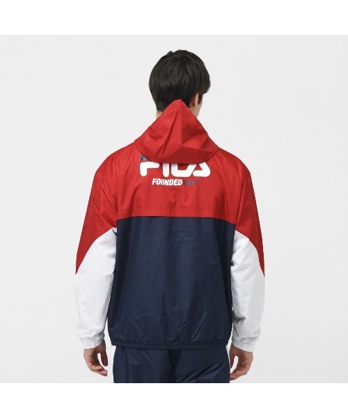 FILA(フィラ)の「【別注】フィラ FILA メンズ裏トリコット起毛ウィンドジャケット 限定コラボ(ナイロンジャケット・メンズ・ブラック×グリーン/レッド/ネイビー・L/LL/3L/M)」の11枚目の写真