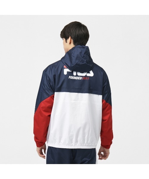 FILA(フィラ)の「【別注】フィラ FILA メンズ裏トリコット起毛ウィンドジャケット 限定コラボ(ナイロンジャケット・メンズ・ブラック×グリーン/レッド/ネイビー・L/LL/3L/M)」の4枚目の写真