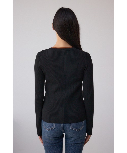AZUL by moussy(アズールバイマウジー)の「格上げ ヘンリーネックデザインニットトップス(ニット/セーター・レディース・ブラウン/ブラック/杢グレー・FREE)」の10枚目の写真