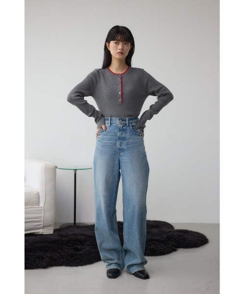 AZUL by moussy(アズールバイマウジー)の「格上げ ヘンリーネックデザインニットトップス(ニット/セーター・レディース・ブラウン/ブラック/杢グレー・FREE)」の18枚目の写真