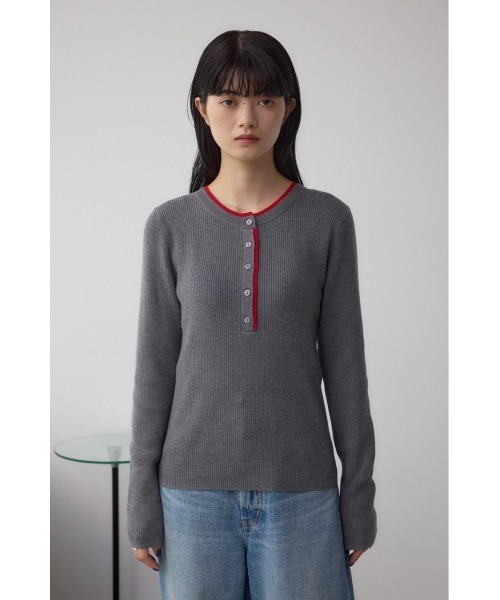 AZUL by moussy(アズールバイマウジー)の「格上げ ヘンリーネックデザインニットトップス(ニット/セーター・レディース・ブラウン/ブラック/杢グレー・FREE)」の19枚目の写真