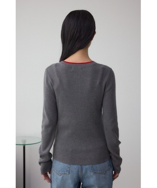 AZUL by moussy(アズールバイマウジー)の「格上げ ヘンリーネックデザインニットトップス(ニット/セーター・レディース・ブラウン/ブラック/杢グレー・FREE)」の21枚目の写真