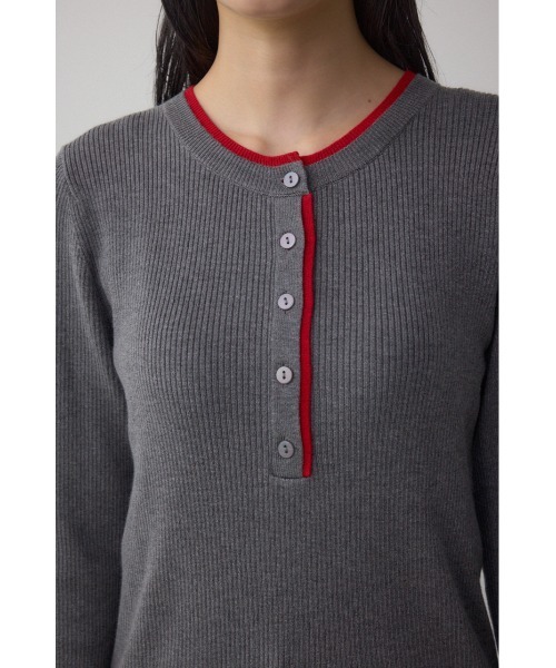 AZUL by moussy(アズールバイマウジー)の「格上げ ヘンリーネックデザインニットトップス(ニット/セーター・レディース・ブラウン/ブラック/杢グレー・FREE)」の22枚目の写真