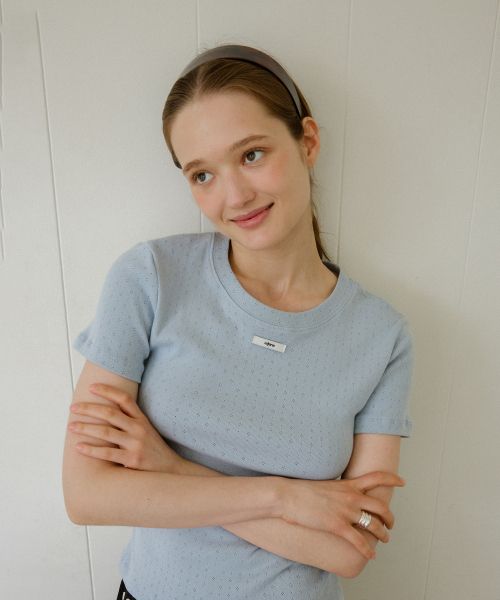 LETERIE(レテリー)の「BASIC FLOWER T-SHIRT_BLUE(Tシャツ/カットソー・レディース・ブルー・FREE)」の2枚目の写真