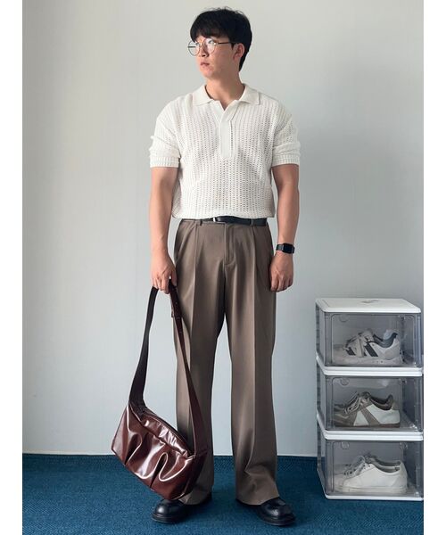 MUSINSA STANDARD(ムシンサスタンダード)の「リアルワイドヒドゥンバンディングスラックス【ダスティベージュ】(スラックス・メンズ・その他・29/30/31/33/26/27/28/40/38/42/36/34/32)」の16枚目の写真