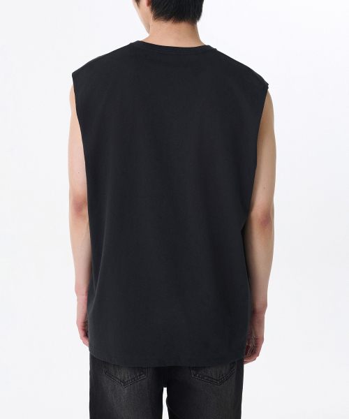 MUSINSA STANDARD（ムシンサスタンダード）の「オーバーサイズスリーブレストップ [ブラック]（Tシャツ/カットソー・メンズ・その他・SMALL/MEDIUM/LARGE/X-LARGE/XX-LARGE）」の2枚目の写真