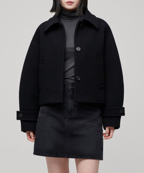 MUSINSA STANDARD WOMAN（ムシンサスタンダードウーマン）の「ウィメンズカシミヤブレンドショートマックコート[ブラック]（チェスターコート・レディース・その他・SMALL/MEDIUM/LARGE/X-SMALL）」の18枚目の写真