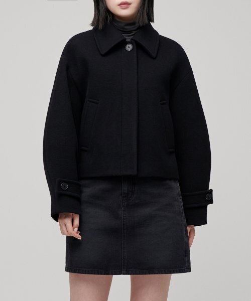 MUSINSA STANDARD WOMAN（ムシンサスタンダードウーマン）の「ウィメンズカシミヤブレンドショートマックコート[ブラック]（チェスターコート・レディース・その他・SMALL/MEDIUM/LARGE/X-SMALL）」の17枚目の写真