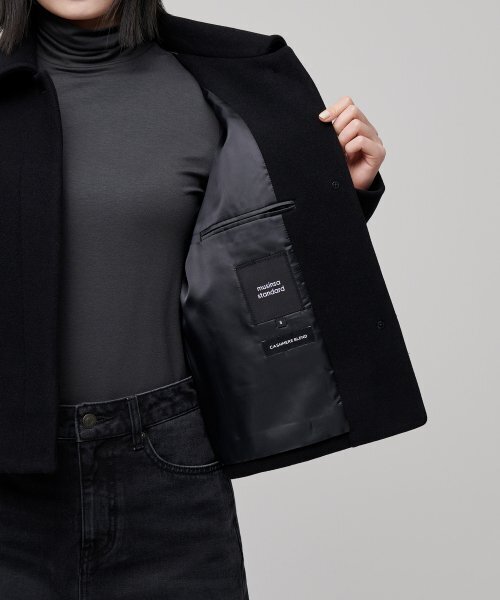 MUSINSA STANDARD WOMAN（ムシンサスタンダードウーマン）の「ウィメンズカシミヤブレンドショートマックコート[ブラック]（チェスターコート・レディース・その他・SMALL/MEDIUM/LARGE/X-SMALL）」の8枚目の写真