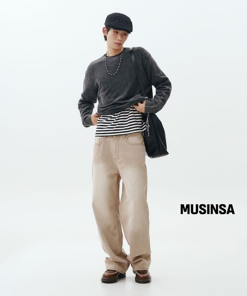 MUSINSA STANDARD（ムシンサスタンダード）の「ストライプリラックスドクルーネック長袖Tシャツ[ブラック]（Tシャツ/カットソー・メンズ・その他・SMALL/MEDIUM/LARGE/X-LARGE/XX-LARGE）」の10枚目の写真