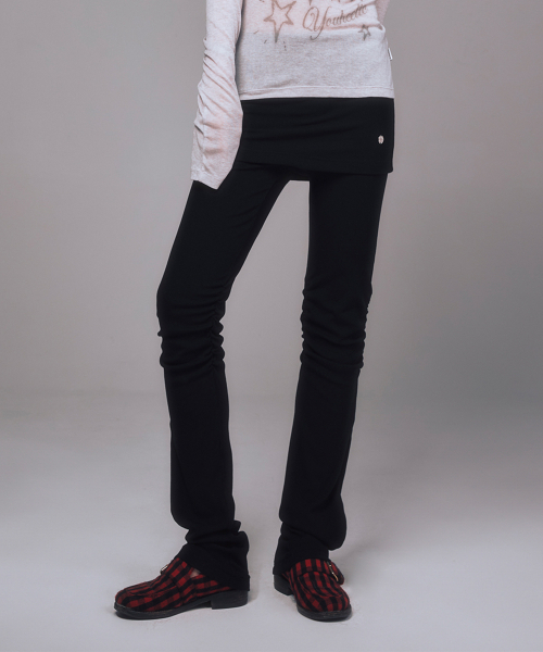 YOUHEE(ユヒ)の「BASIC SHIRRING LAYERED SKIRT PANTS BLACK(その他パンツ・レディース・その他・SMALL/MEDIUM)」の1枚目の写真