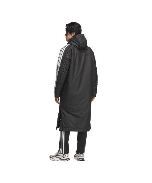 adidas(アディダス)の「アディダス adidas スリーストライプス ルーズフィット ロング ボアコート(その他アウター・メンズ・ブラック×ホワイト/ブラック×ブラック・S/M/L/LL/3L)」の3枚目の写真