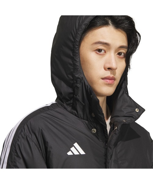 adidas(アディダス)の「アディダス adidas スリーストライプス ルーズフィット ロング ボアコート(その他アウター・メンズ・ブラック×ホワイト/ブラック×ブラック・S/M/L/LL/3L)」の4枚目の写真