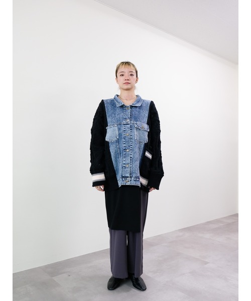 DOLLUPOOPS（ドールアップウップス）の「ニットスリーブデニムジャケット（デニムジャケット・レディース・オフホワイト/ブラウン/ブラック・FREE）」の14枚目の写真