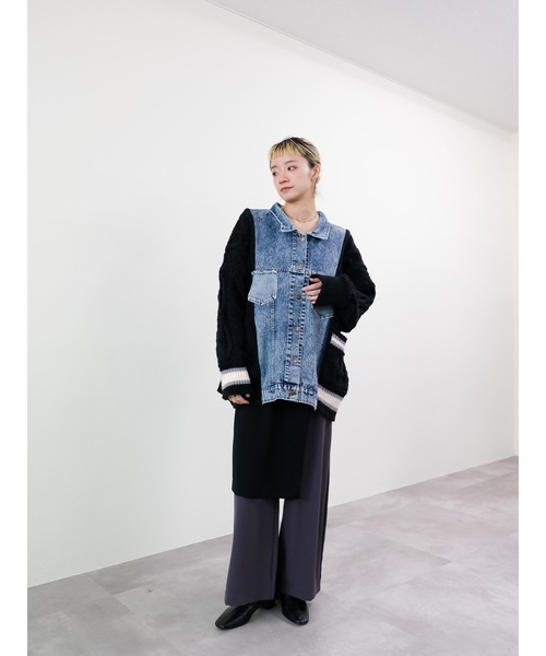 DOLLUPOOPS（ドールアップウップス）の「ニットスリーブデニムジャケット（デニムジャケット・レディース・オフホワイト/ブラウン/ブラック・FREE）」の21枚目の写真