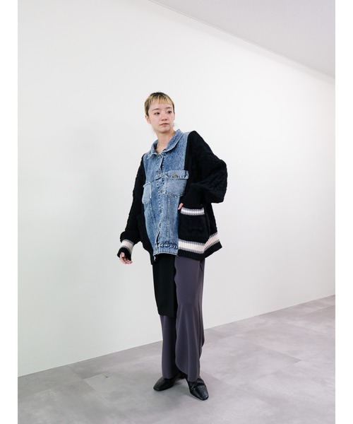 DOLLUPOOPS（ドールアップウップス）の「ニットスリーブデニムジャケット（デニムジャケット・レディース・オフホワイト/ブラウン/ブラック・FREE）」の22枚目の写真