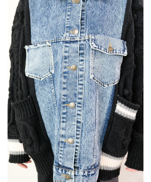 DOLLUPOOPS（ドールアップウップス）の「ニットスリーブデニムジャケット（デニムジャケット・レディース・オフホワイト/ブラウン/ブラック・FREE）」の10枚目の写真
