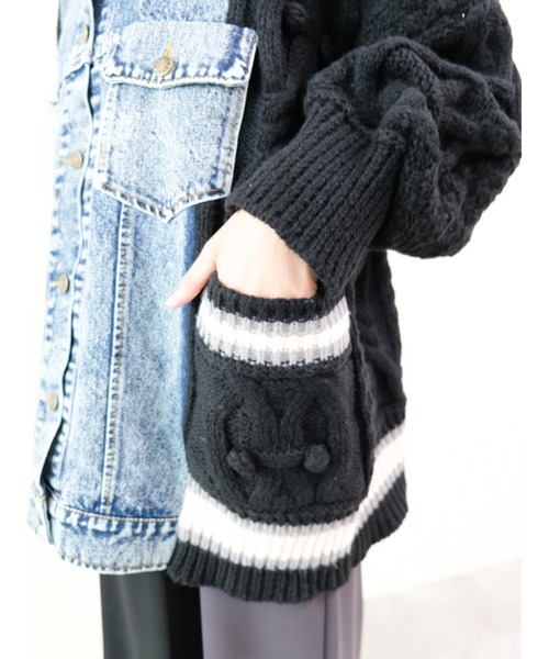 DOLLUPOOPS（ドールアップウップス）の「ニットスリーブデニムジャケット（デニムジャケット・レディース・オフホワイト/ブラウン/ブラック・FREE）」の11枚目の写真