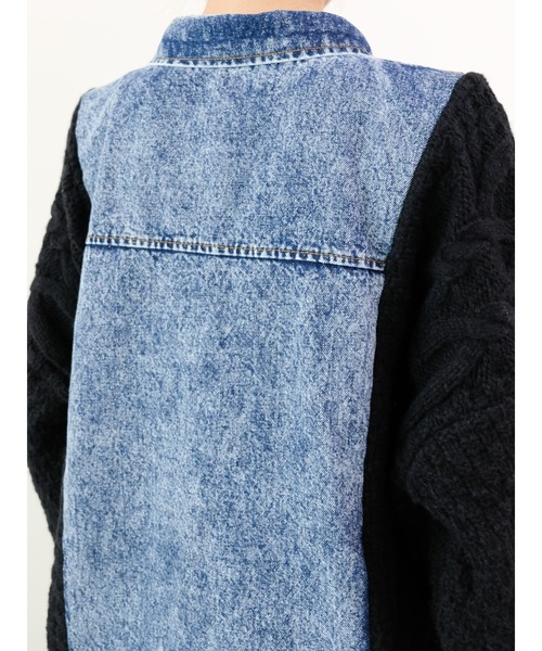 DOLLUPOOPS（ドールアップウップス）の「ニットスリーブデニムジャケット（デニムジャケット・レディース・オフホワイト/ブラウン/ブラック・FREE）」の12枚目の写真