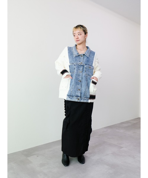 DOLLUPOOPS（ドールアップウップス）の「ニットスリーブデニムジャケット（デニムジャケット・レディース・オフホワイト/ブラウン/ブラック・FREE）」の17枚目の写真