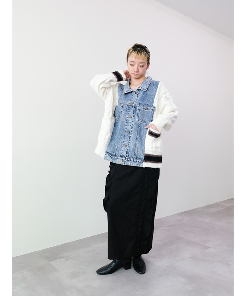 DOLLUPOOPS（ドールアップウップス）の「ニットスリーブデニムジャケット（デニムジャケット・レディース・オフホワイト/ブラウン/ブラック・FREE）」の18枚目の写真