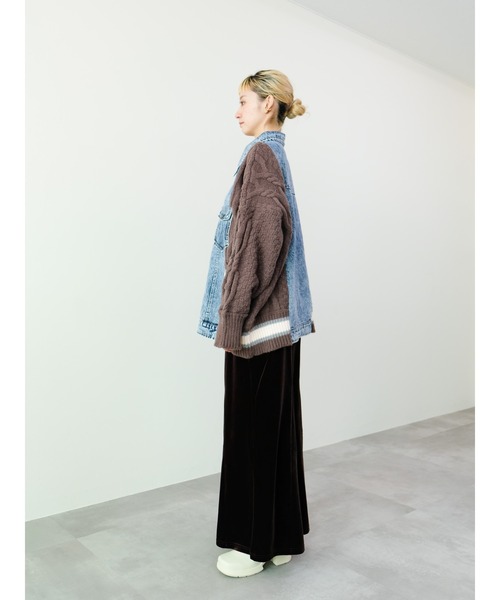 DOLLUPOOPS（ドールアップウップス）の「ニットスリーブデニムジャケット（デニムジャケット・レディース・オフホワイト/ブラウン/ブラック・FREE）」の5枚目の写真