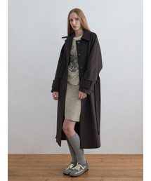 Wool Balmacaan Coat Dark Brown