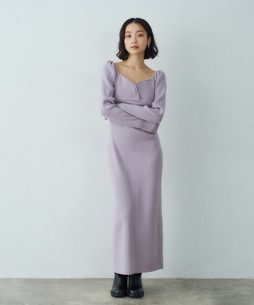 CODE A(コードエー)の「femi rib knit dress(ワンピース・レディース・グレー/パープル/ベージュ・00)」の10枚目の写真