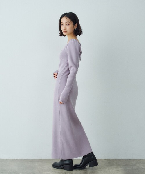 CODE A(コードエー)の「femi rib knit dress(ワンピース・レディース・グレー/パープル/ベージュ・00)」の11枚目の写真