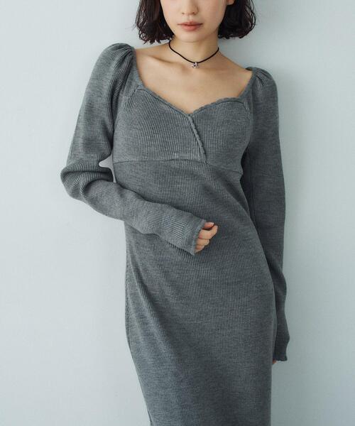 CODE A(コードエー)の「femi rib knit dress(ワンピース・レディース・グレー/パープル/ベージュ・00)」の12枚目の写真
