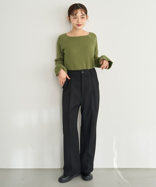 mil(ミル)の「裏ボア センタータックセミワイドパンツ【585115】(その他パンツ・レディース・ダークブラウン/テラコッタ/ブラック・FREE/S-Short/S-Regular/M-Short/M-Regular)」の7枚目の写真