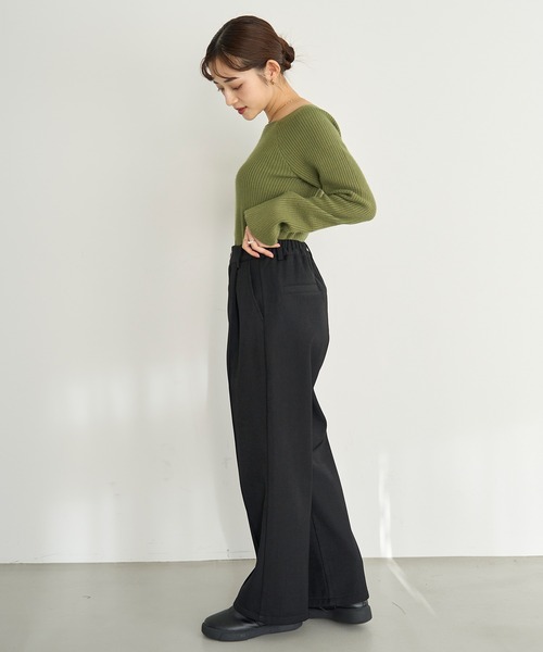 mil(ミル)の「裏ボア センタータックセミワイドパンツ【585115】(その他パンツ・レディース・ダークブラウン/テラコッタ/ブラック・FREE/S-Short/S-Regular/M-Short/M-Regular)」の5枚目の写真