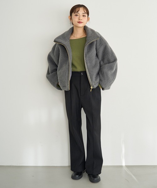mil(ミル)の「裏ボア センタータックセミワイドパンツ【585115】(その他パンツ・レディース・ダークブラウン/テラコッタ/ブラック・FREE/S-Short/S-Regular/M-Short/M-Regular)」の8枚目の写真