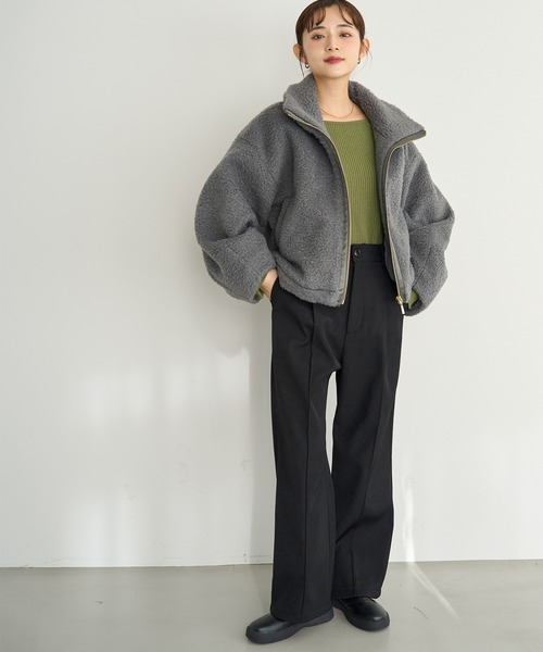 mil(ミル)の「裏ボア センタータックセミワイドパンツ【585115】(その他パンツ・レディース・ダークブラウン/テラコッタ/ブラック・FREE/S-Short/S-Regular/M-Short/M-Regular)」の9枚目の写真