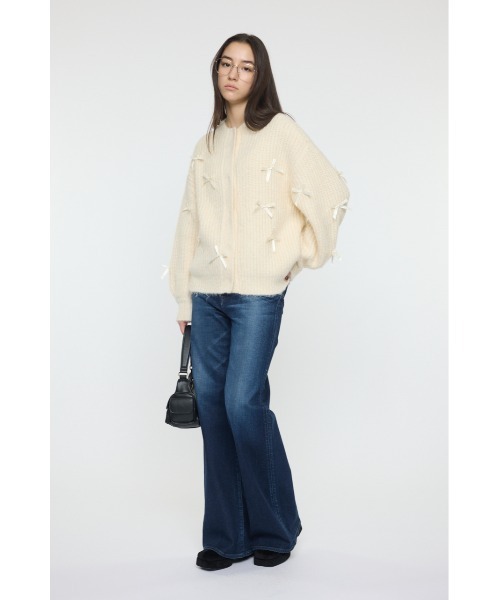 MOUSSY（マウジー）の「RIBBON FANCY カーディガン（カーディガン/ボレロ・レディース・ネイビー/アイボリー/杢グレー・FREE）」の6枚目の写真