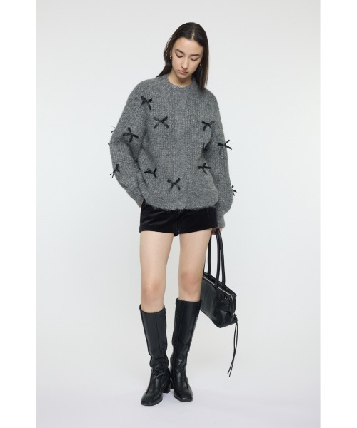 MOUSSY（マウジー）の「RIBBON FANCY カーディガン（カーディガン/ボレロ・レディース・ネイビー/アイボリー/杢グレー・FREE）」の12枚目の写真