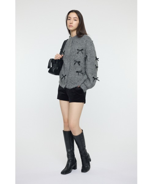 MOUSSY（マウジー）の「RIBBON FANCY カーディガン（カーディガン/ボレロ・レディース・ネイビー/アイボリー/杢グレー・FREE）」の14枚目の写真