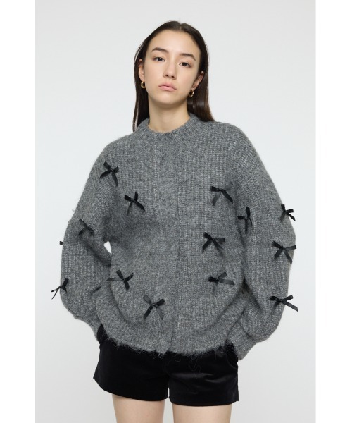 MOUSSY（マウジー）の「RIBBON FANCY カーディガン（カーディガン/ボレロ・レディース・ネイビー/アイボリー/杢グレー・FREE）」の15枚目の写真