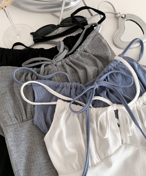 CERCA（チェルカ）の「【 MEMECLE / メメクル 】レースアップ フリルギャザー キャミソール（キャミソール・レディース・ライトブルー/ブラック/グレー/パープル・MEDIUM）」の6枚目の写真