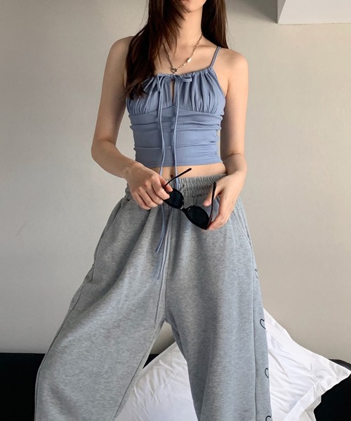 CERCA（チェルカ）の「【 MEMECLE / メメクル 】レースアップ フリルギャザー キャミソール（キャミソール・レディース・ライトブルー/ブラック/グレー/パープル・MEDIUM）」の9枚目の写真