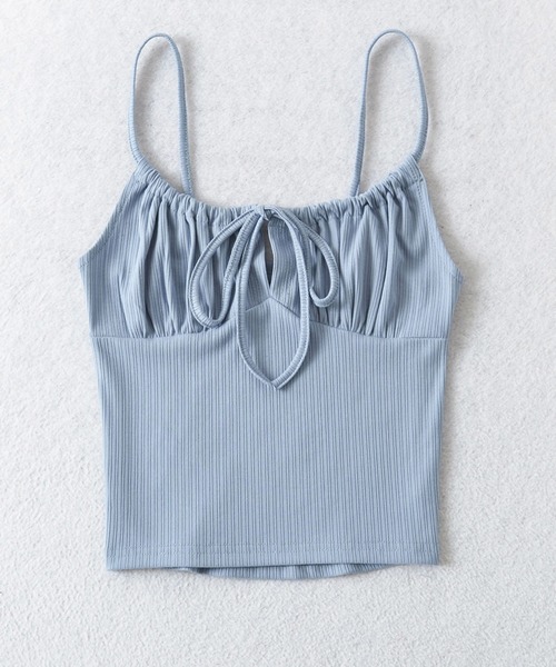 CERCA（チェルカ）の「【 MEMECLE / メメクル 】レースアップ フリルギャザー キャミソール（キャミソール・レディース・ライトブルー/ブラック/グレー/パープル・MEDIUM）」の10枚目の写真