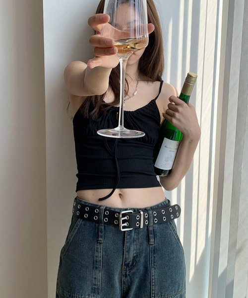 CERCA（チェルカ）の「【 MEMECLE / メメクル 】レースアップ フリルギャザー キャミソール（キャミソール・レディース・ライトブルー/ブラック/グレー/パープル・MEDIUM）」の18枚目の写真